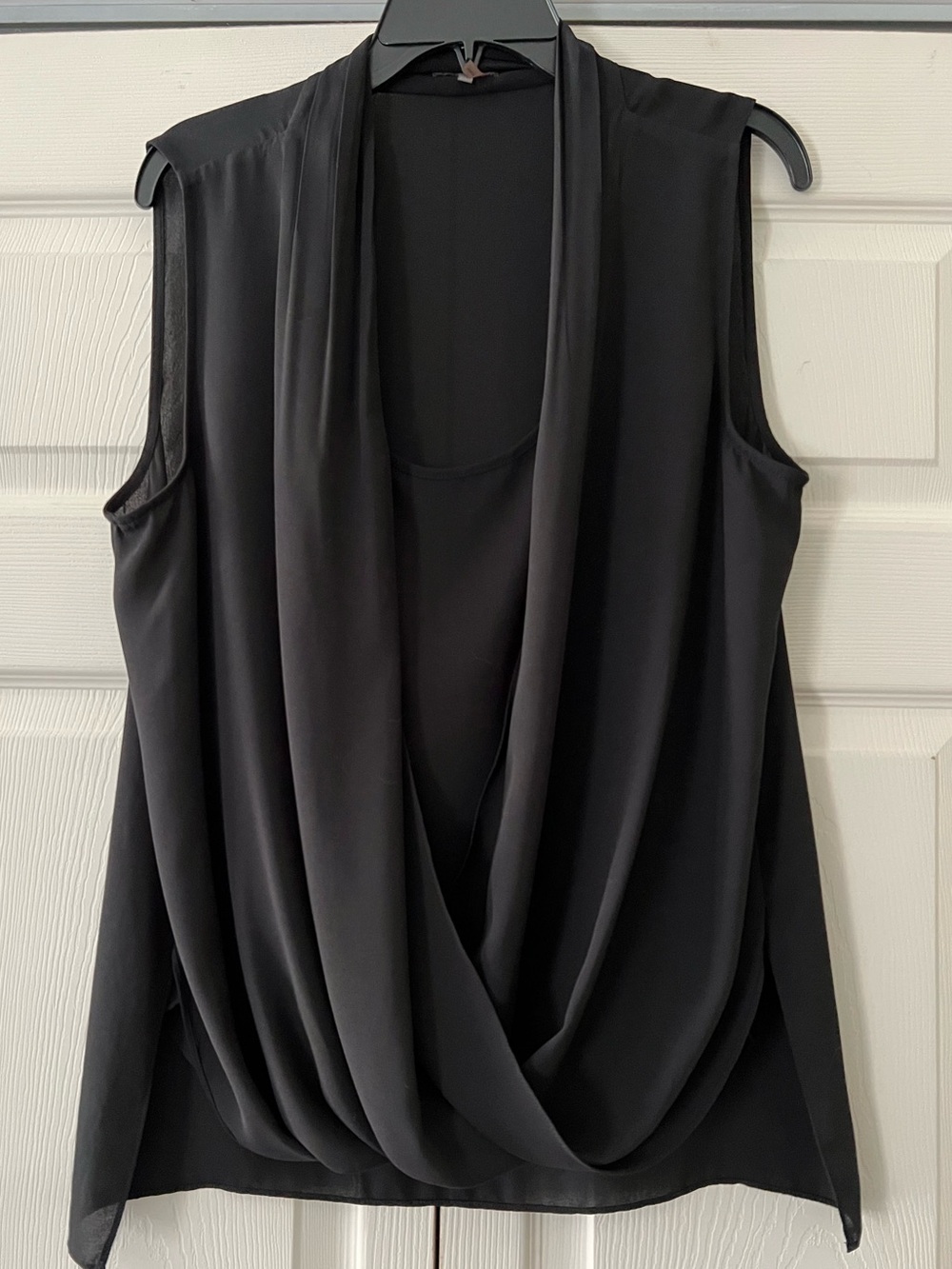 NWOT—Vince Camuto Sleeveless Black Drape Front Women's Top